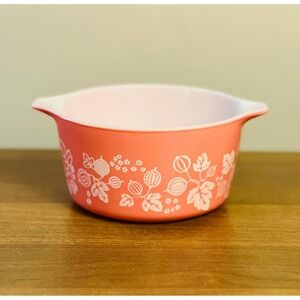 Vintage Pyrex Pink Gooseberry Casserole #473 - 1 quart